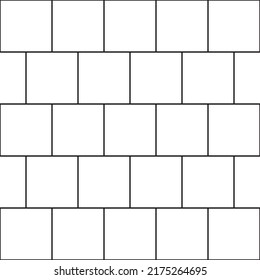 Rectangular Vertical Brickwork Pattern black and white In a Square Brickwork Pattern square tiles are laid in a traditional brick pattern. Each tile overlaps the tile above and below by half. 