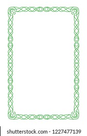 Rectangular vertical green Celtic frame.