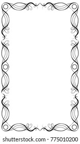 Rectangular vintage black frame on a white background. Isolated vector image.