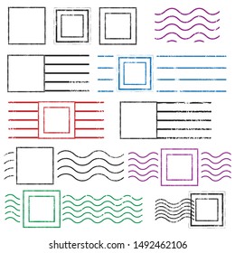 Rectangular vintage Blank postal stamps set.illustration vector