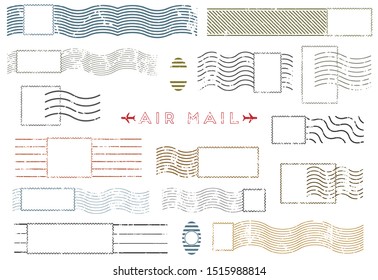 Rectangular vintage Blank stamp and element postal stamps set.illustration vector