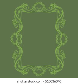 Rectangular vintage frame decor with elements of baroque and banner.