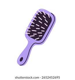 Escova de cabelo violeta retangular com cerdas macias para escovação suave e decolagem