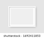 Rectangular wall picture ot photo frame mockup isolated on light background. Banner or poster template, decorative design element. Realistic vector illustration.