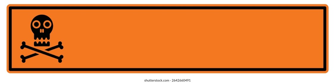 rectangular warning banner featuring a skull and crossbones icon on the left side, with ample blank space on the right for custom text or symbols