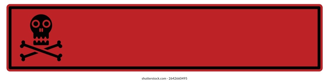 rectangular warning banner featuring a skull and crossbones icon on the left side, with ample blank space on the right for custom text or symbols