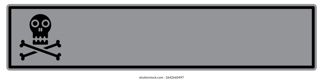 rectangular warning banner featuring a skull and crossbones icon on the left side, with ample blank space on the right for custom text or symbols
