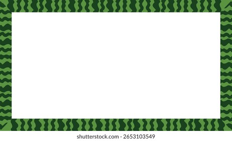Rectangular watermelon rind frame border with green striped pattern vector