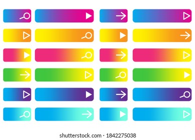 Rectangular web buttons. Vector multicolored icons for clicking on the site. Bright navigation symbols. Stock image.