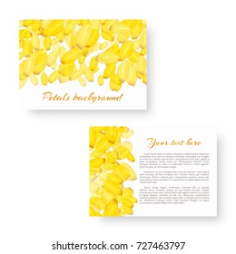 Rectangular wedding card template with petals of yellow daffodils