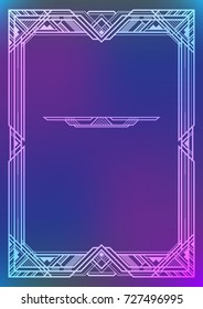 Rectangular white framework on blue background, art deco style. A3 page proportions. Transparency effects applied.