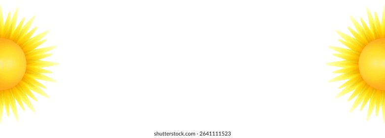 Rectangular white horizontal template with two semicircles of the Sun. Banner for text placement, promotion in social networks. Design for International Solstice Day, astronomy, space, astrology.