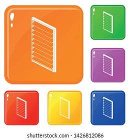 Rectangular window frame icons set collection vector 6 color isolated on white background