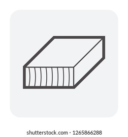Rectangular wood, girder or lumber vector icon. Natural material by cutting, processing in sawmill industry for made frame, beam, column or structure in house construction, furniture or woodworking.