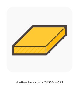 Rectangular wood, girder or lumber vector icon. Natural material by cutting, processing in sawmill industry for made frame, beam, column or structure in house construction, furniture or woodworking.