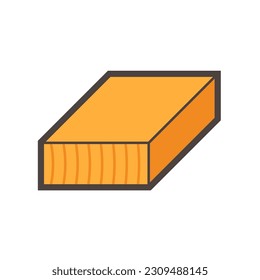 Rectangular wood, girder or lumber vector icon. Natural material by cutting, processing in sawmill industry for made frame, beam, column or structure in house construction, furniture or woodworking.