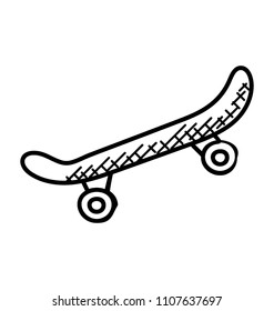 
A rectangular wooden board with wheels for sports and games expliciting skateboard.

