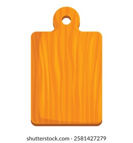 Rectangular wooden cutting board with hole for hanging showing wood grain texture