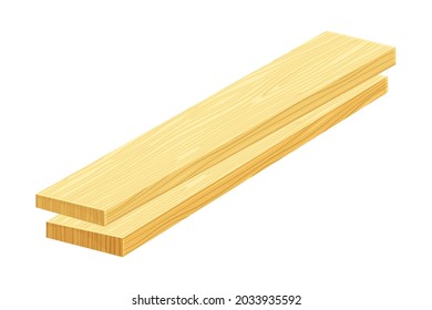 Rectangular Wooden Plank or Board as Sawed Timber Vector Illustration