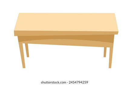 Rectangular wooden table with four legs. Flat vector illustration. 