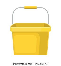 Rectangular yellow bucket. Vector illustration on white background.