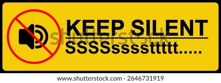 Rectangular yellow Keep Silent sign with a red no sound symbol and Sssssstttt... text. Ideal for hospitals, libraries, or any quiet zone, emphasizing a need for silence in a clear, modern format
