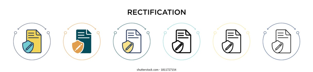 Rectification icon in filled, thin line, outline and stroke style. Vector illustration of two colored and black rectification vector icons designs can be used for mobile, ui, web