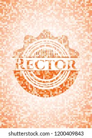 Rector abstract emblem, orange mosaic background