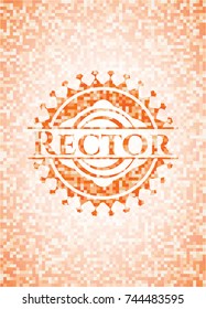 Rector abstract orange mosaic emblem with background