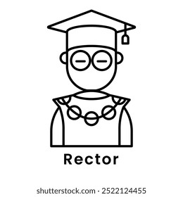 Rector avatar character cartoon design style, Editable vector stroke outline.