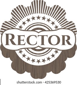 Rector badge with wood background