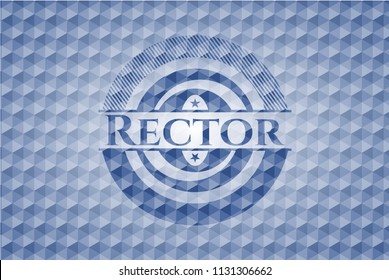 Rector blue emblem or badge with abstract geometric pattern background.