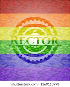 Rector emblem on mosaic background with the colors of the LGBT flag