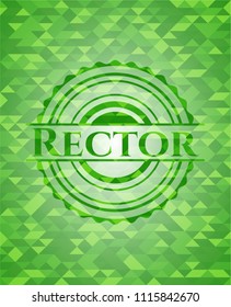 Rector green emblem. Mosaic background