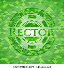 Rector green emblem. Mosaic background
