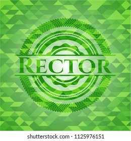 Rector green emblem with triangle mosaic background