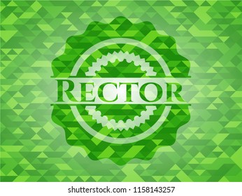 Rector green emblem with triangle mosaic background