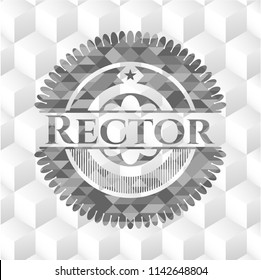 Rector grey emblem. Retro with geometric cube white background