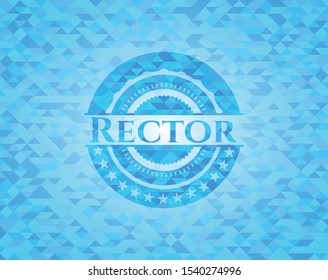 Rector sky blue emblem with triangle mosaic background