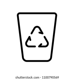 Recucle bin, reuse symbol on backet. Linear, thin outline
