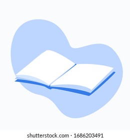 Un bloc de notas o libro repetitivo abierto en un pliego de páginas. Diseño de papel sencillo para el trabajo y el estudio. Ilustración vectorial de material aislada en fondo blanco.