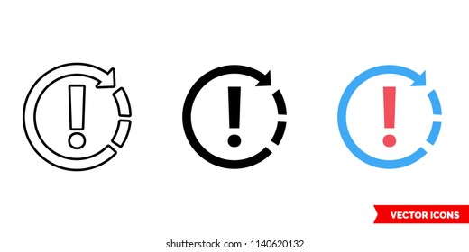 Recurring Appointment Exception Icon Of 3 Types: Color, Black And White, Outline. Isolated Vector Sign Symbol.