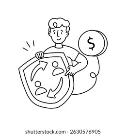 Recurring Billing vector outline illustrations. EPS 10 file