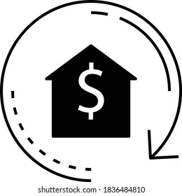 Recurring House Rental Concept Vector Glyph Icon design, Mortgage Loan Payment Schedule, Lease Renewal Process, Credit Loan and Financing Symbol on White background