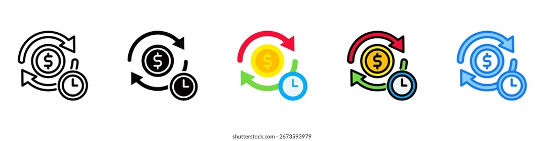 Ilustração de vetor de vários estilos de ícone recorrente