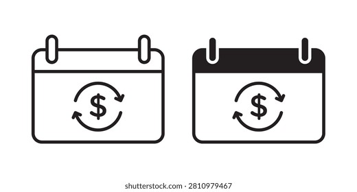 Recurring payment icon black and white vector..