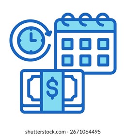 Recurring Payment Icon Blue Color Style Vector Illustration