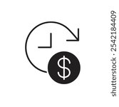 Recurring Payment Icon with Circular Arrows, Representing Automatic Billing, Subscription Payments, and Ongoing Transactions