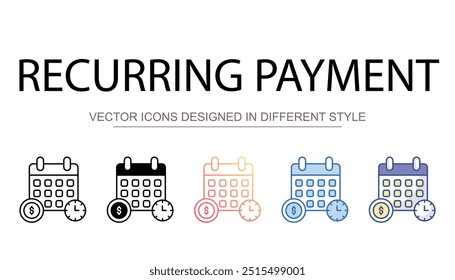 Recurring Payment icon design with white background stock illustration