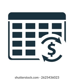 Recurring payment icon representing automated scheduled money transfers, ideal for visualizing online transactions, subscriptions, and automated billing